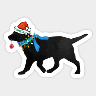 Black Lab Naughty Christmas Dog Sticker